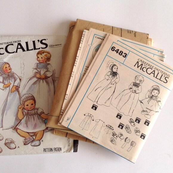 Vintage McCall's Pattern # 6483 Babies Baby Christening Gown Coat Bonnet Dress - Picture 2 of 4